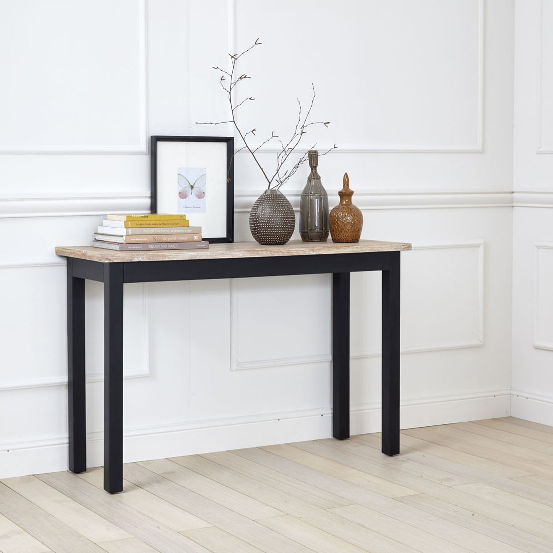 LONDRES - Console en acajou et teck massif 120 cm