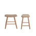 Lot de 2 tabourets de bar en teck massif et velours grège 45 cm