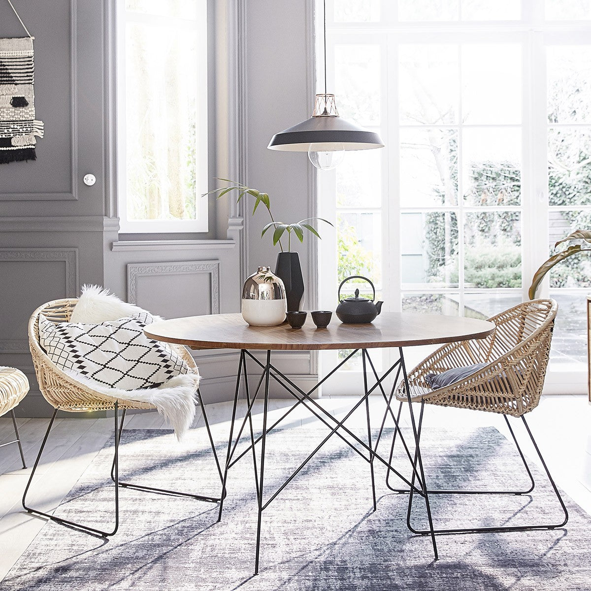 BOHEMA - Lot de 2 chaises en rotin et métal