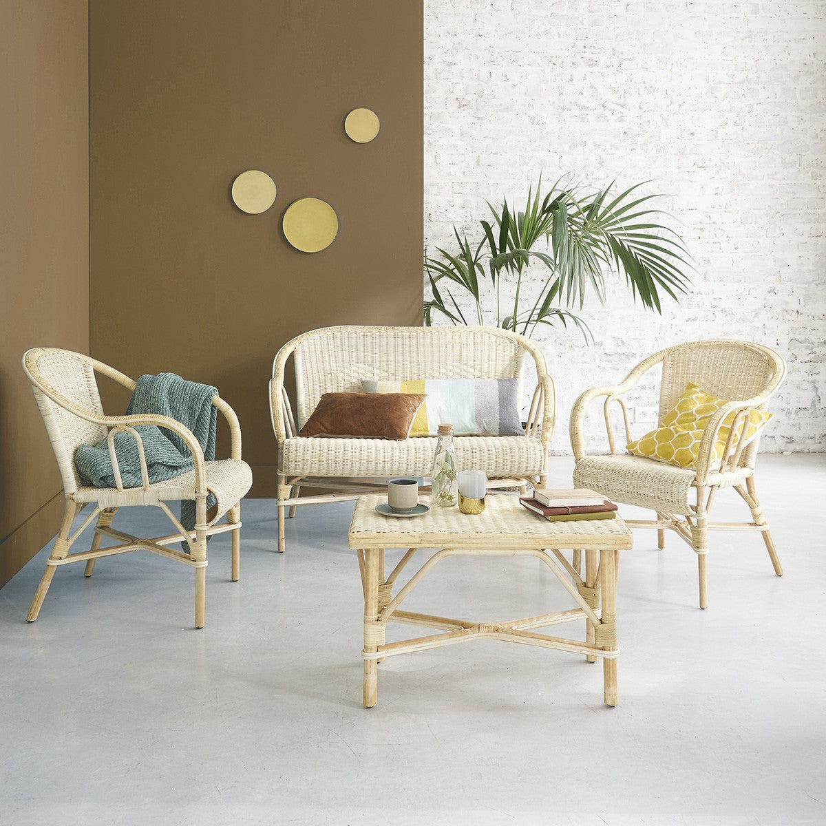 ALBANE - Table basse en rotin naturel