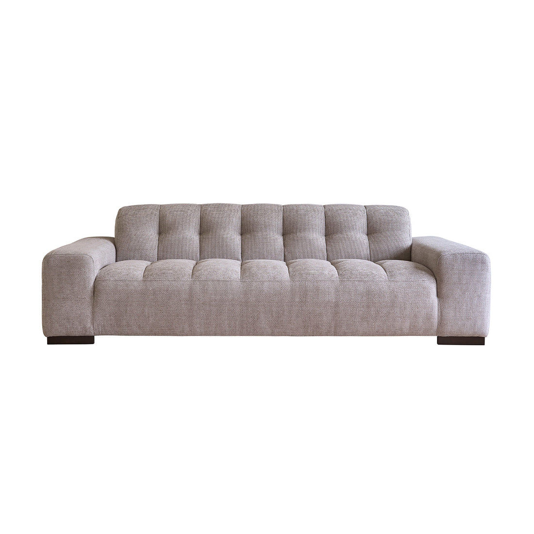 ALPHONSE - Canapé droit 4 places en velours tressé beige