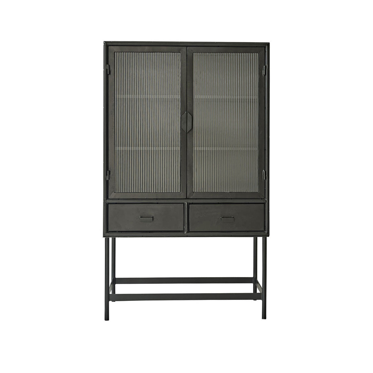 OCTAV - Vaisselier en métal et verre ondulé 90 cm