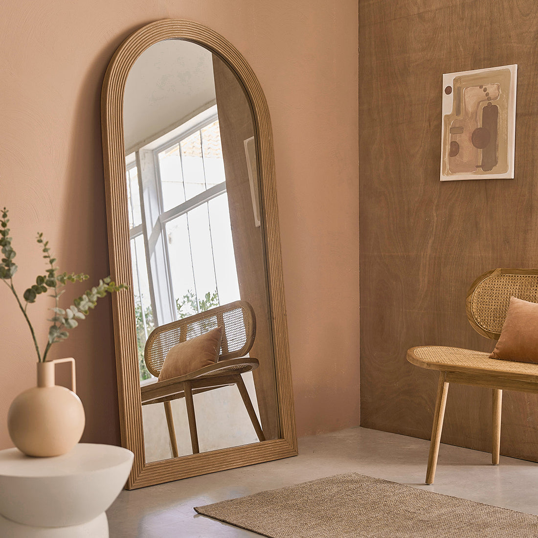 LEON - Miroir en rotin 190x91 cm