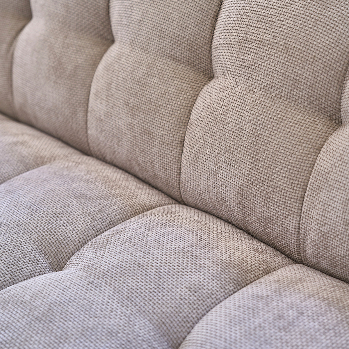 ALPHONSE - Canapé droit 3 places en velours tressé beige