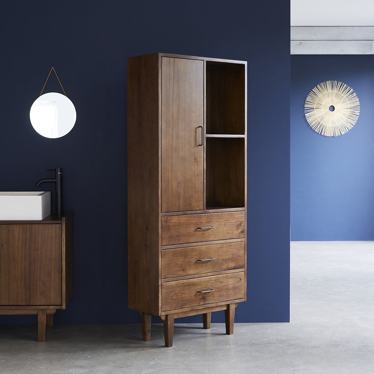 VINTAGE - Double colonne de salle de bain en mindi massif 170 cm