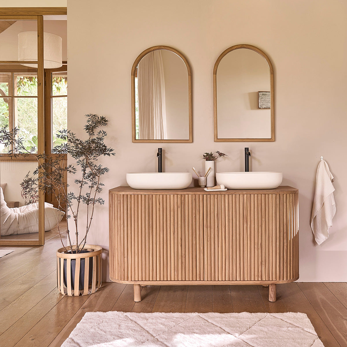 COLINE - Miroir en teck massif 80x50 cm