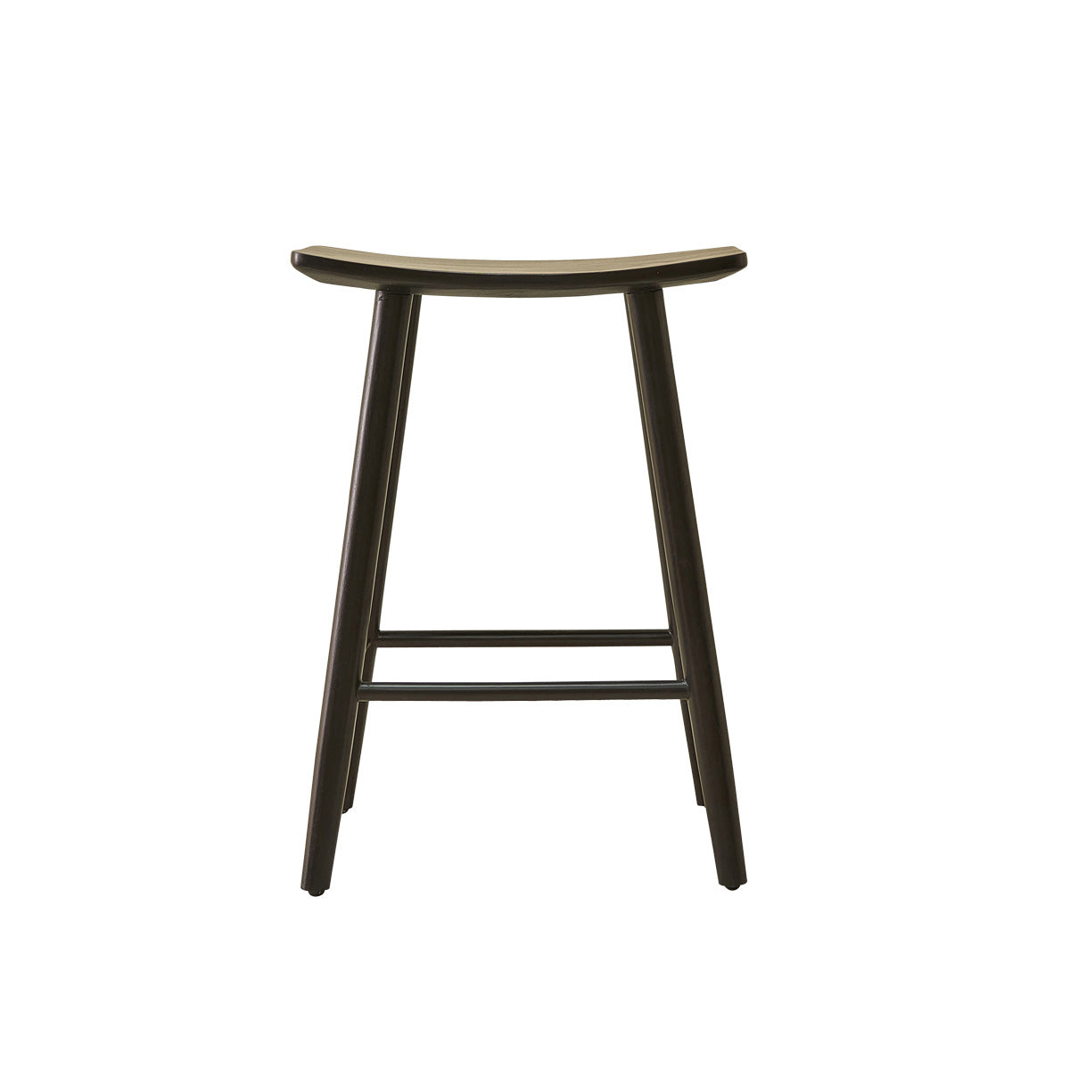 AMBRE - Tabouret de bar en teck massif noir 65 cm