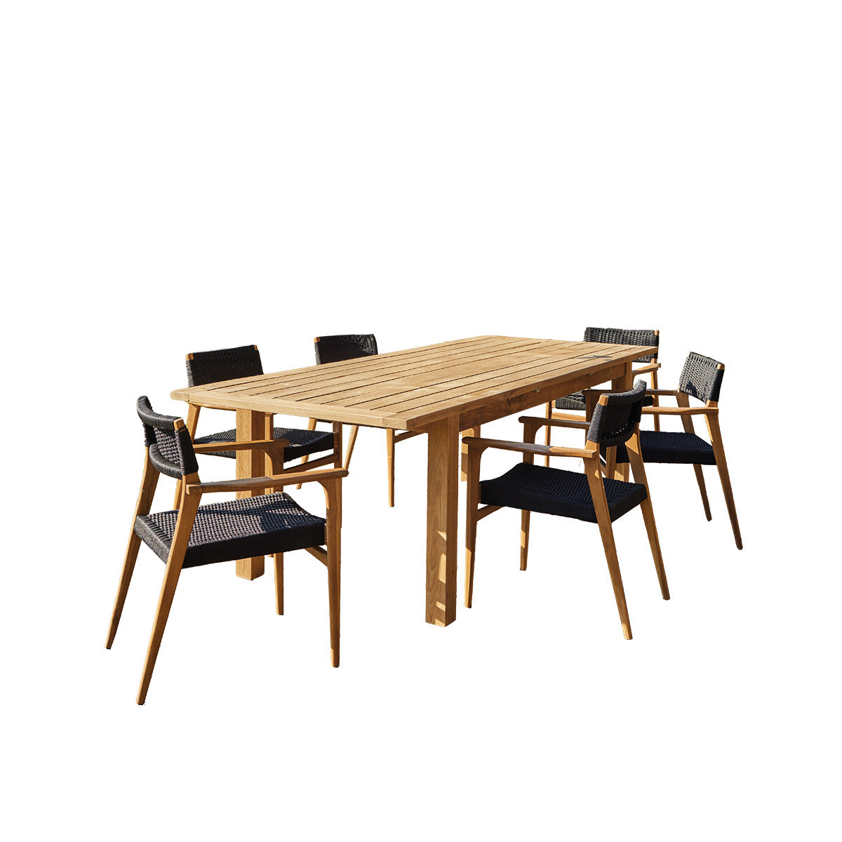 ESTHER - Salon de jardin en teck recyclé extensible 6 pers.