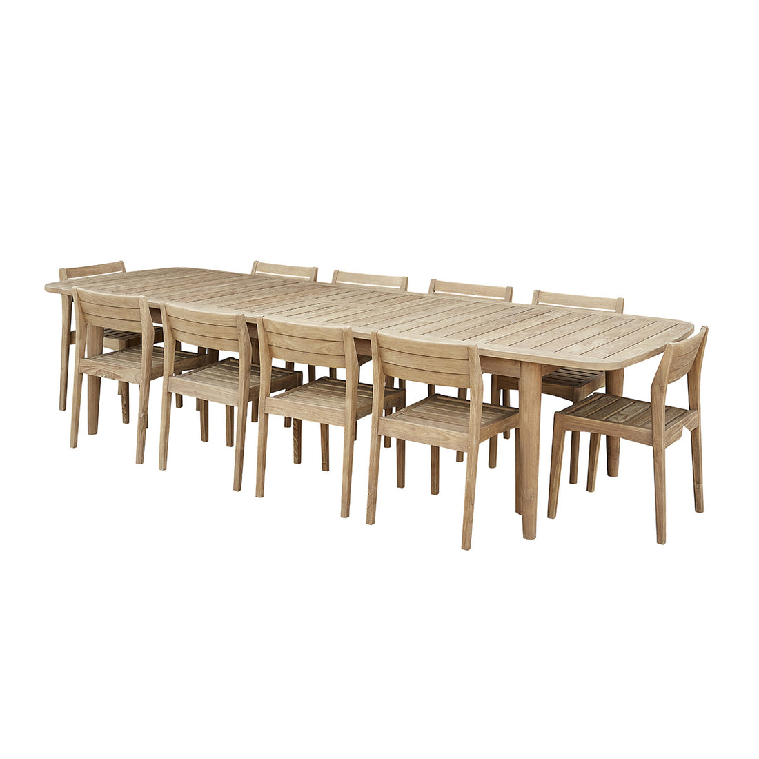 HORTENSE - Salon de jardin en teck massif recyclé extensible 10/12 pers.