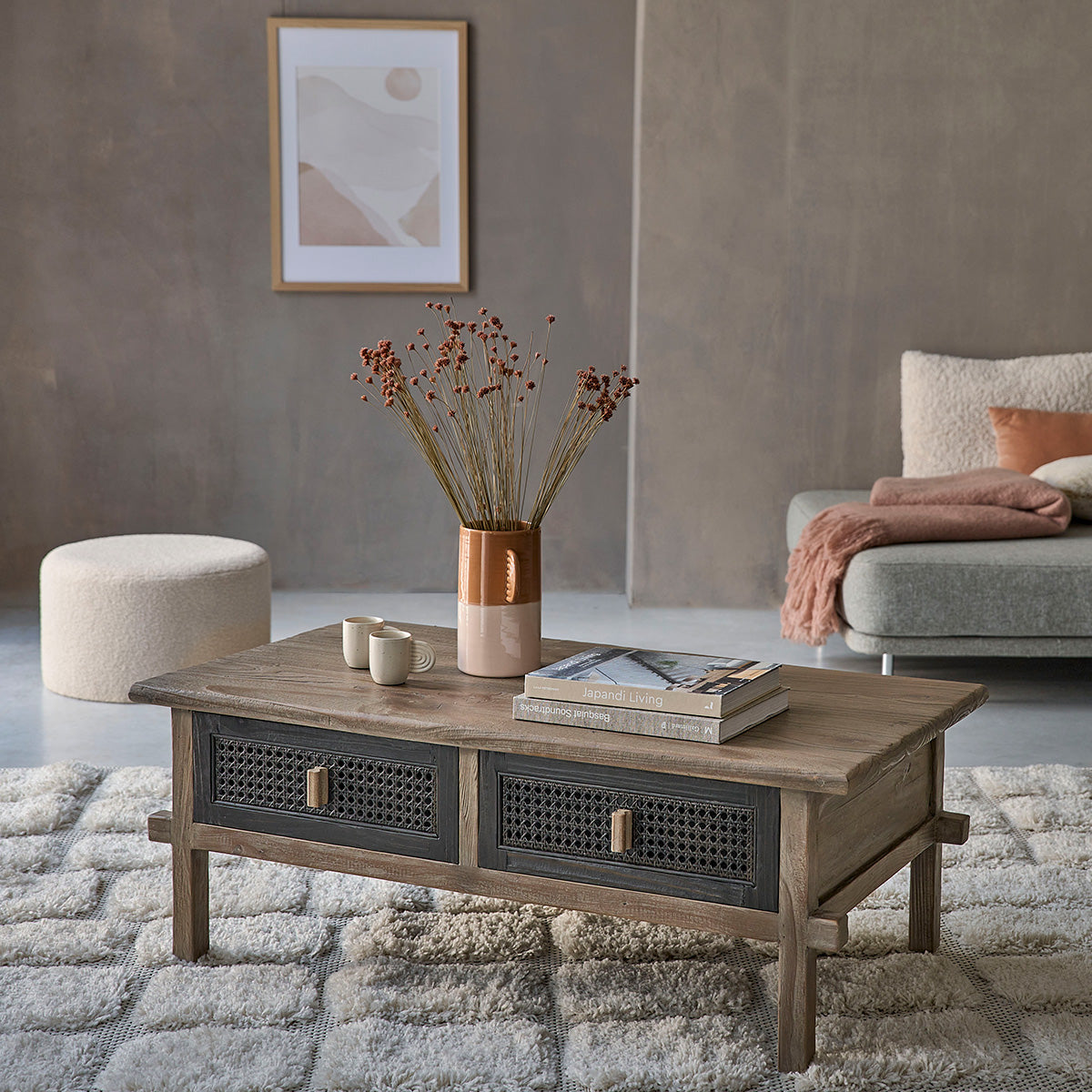 JUNKO - Table basse en bois recyclé massif 110 cm