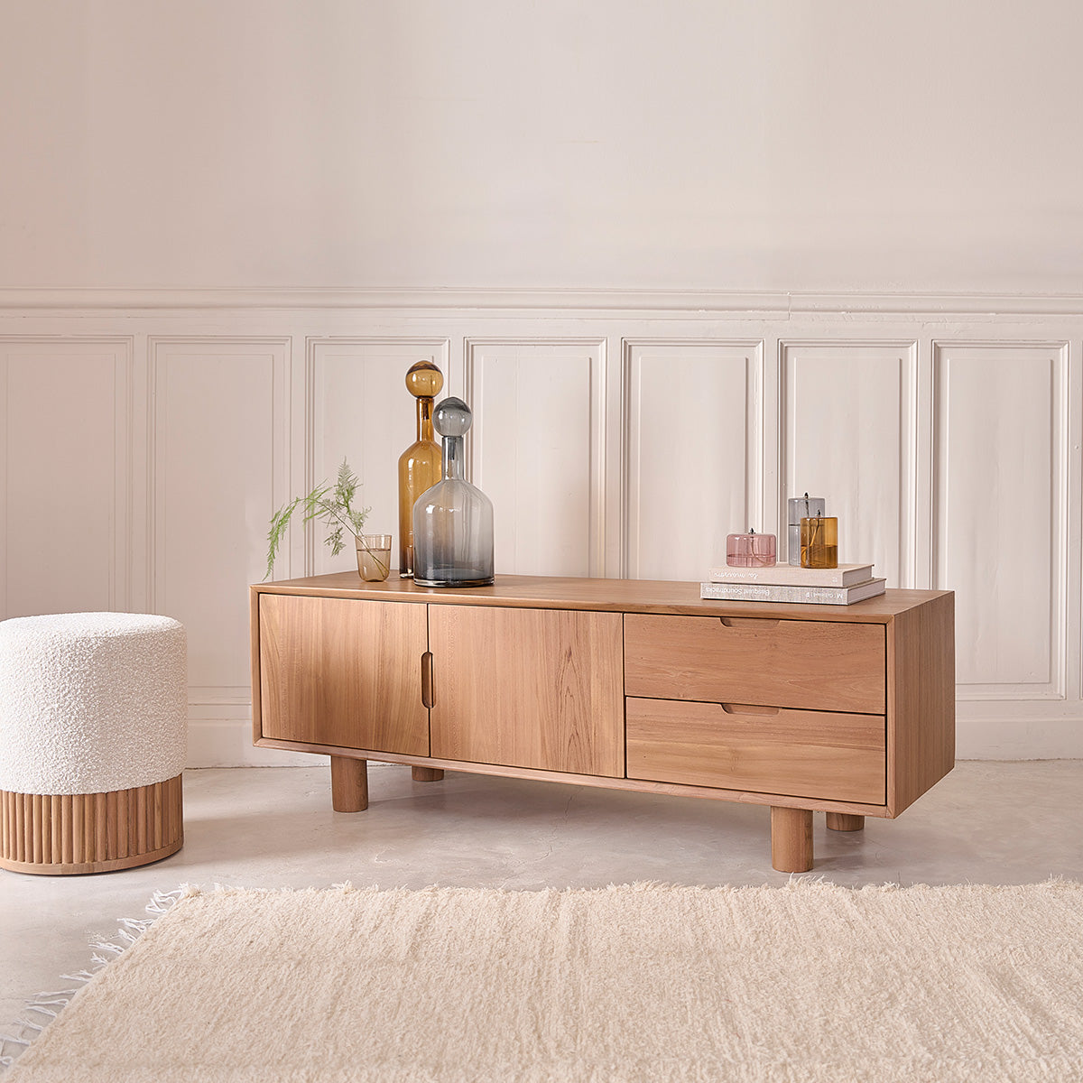 GUSTAVE - Meuble TV en teck massif 150 cm