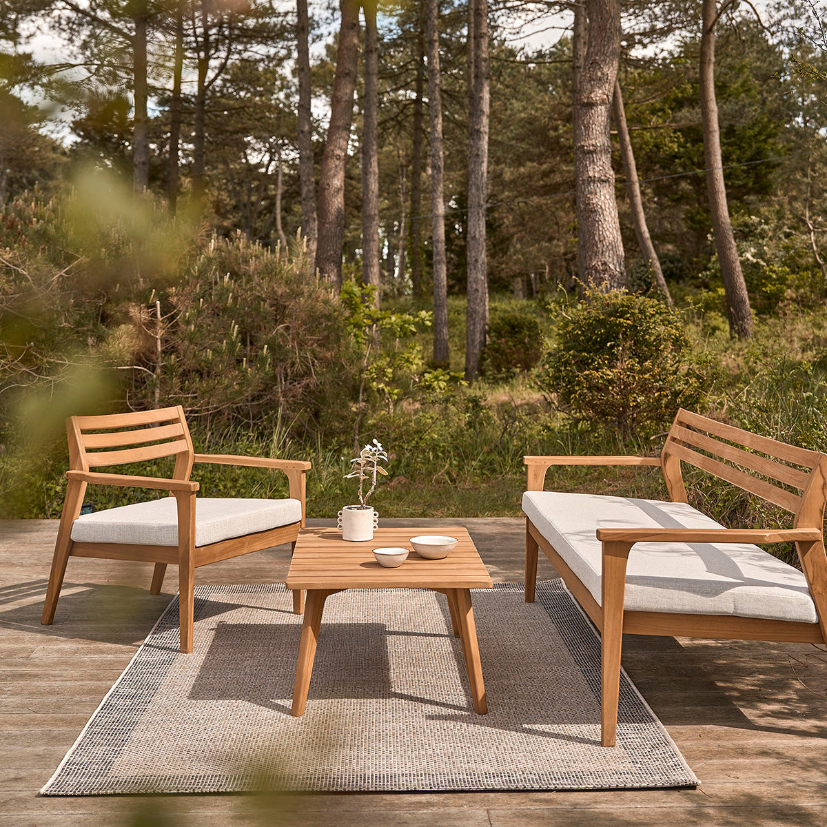 BARI - Salon bas de jardin en teck massif