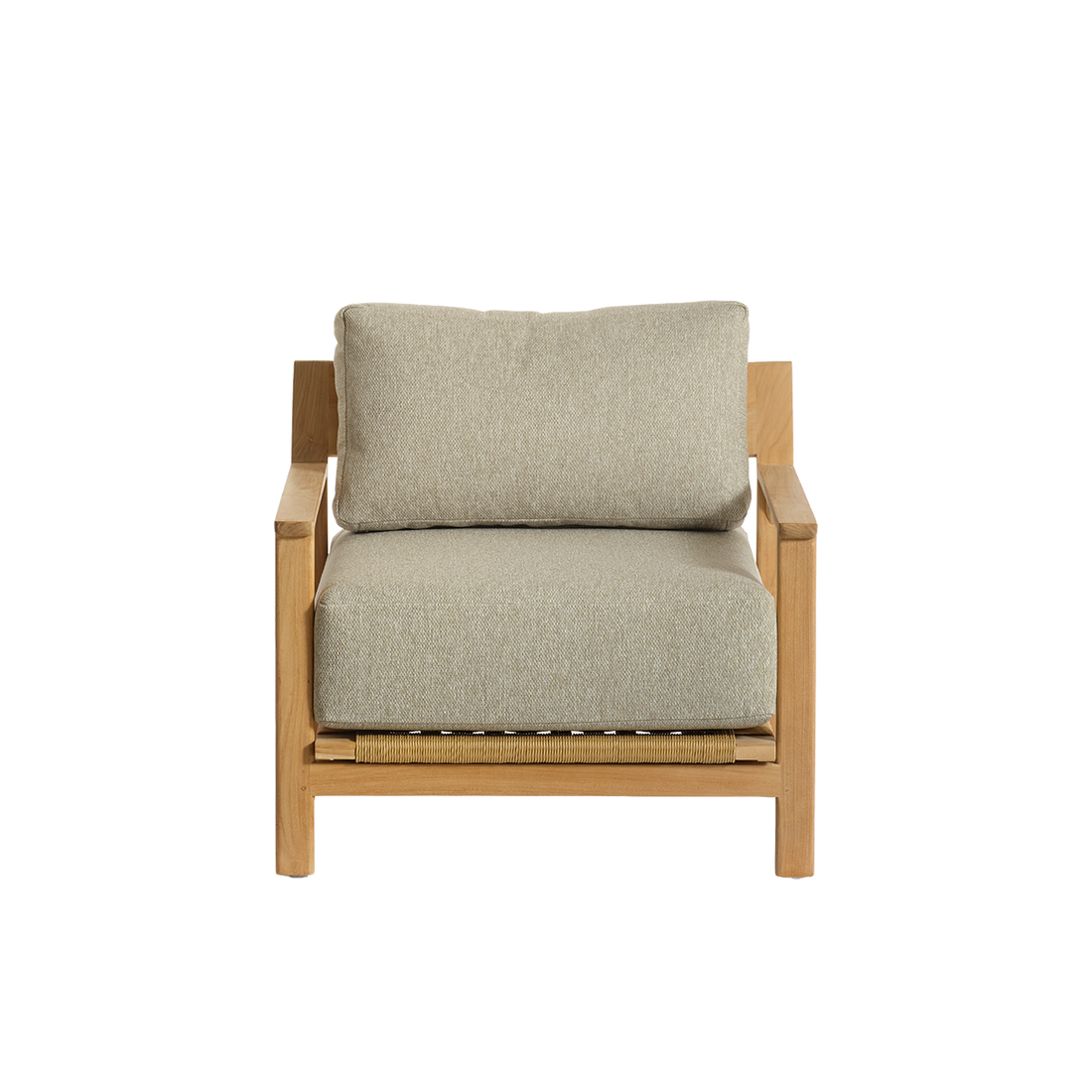 PIANA - Fauteuil de jardin en teck massif avec coussins gris chiné