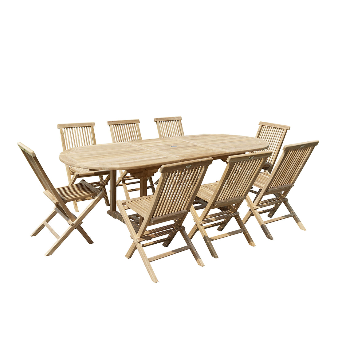 MIDLAND - Salon de jardin en teck massif extensible 8/10 pers.