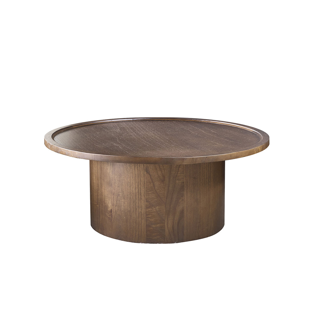 SOLÈNE - Table basse ronde en mindi massif finition noyer Ø 100 cm