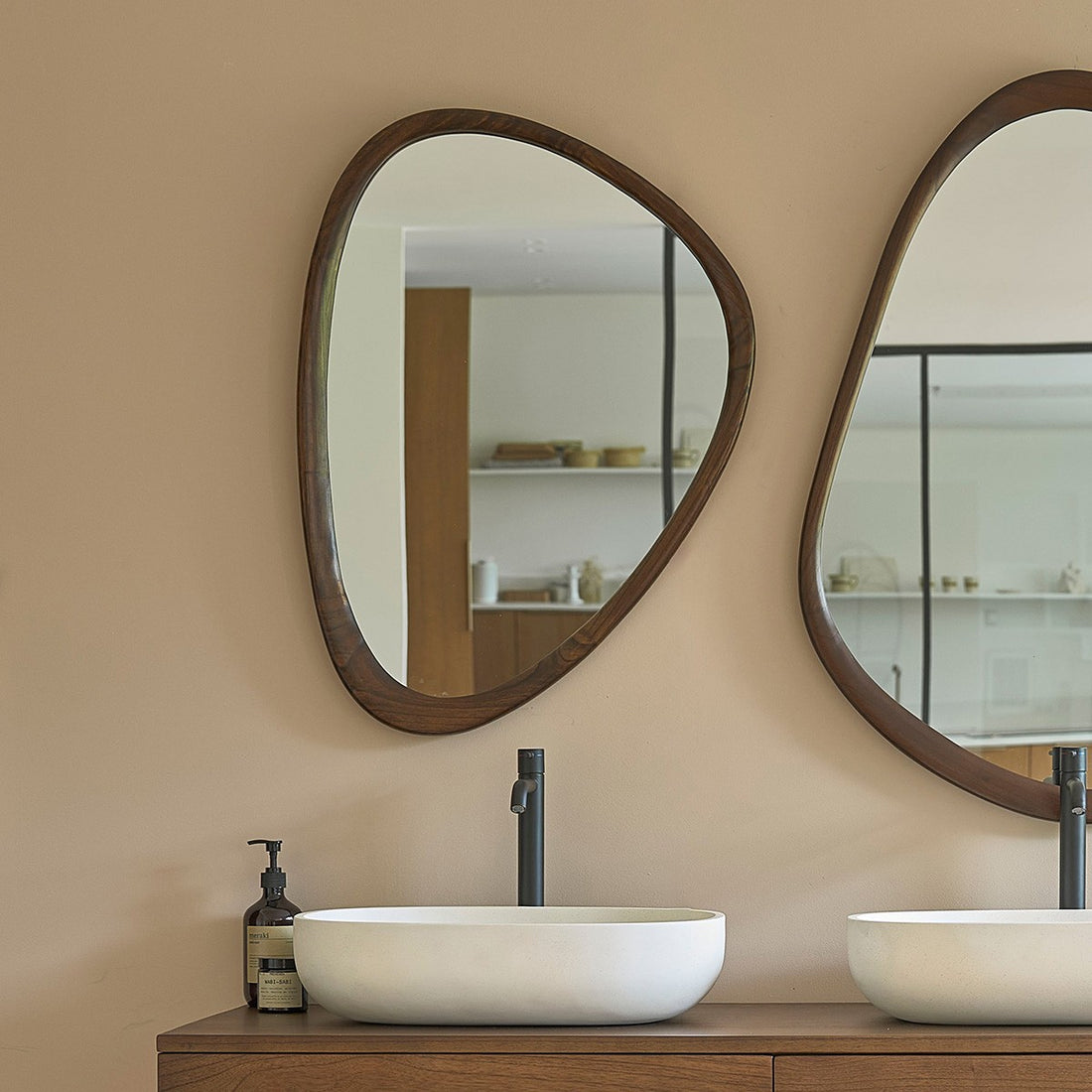 VINTAGE - Miroir en mindi massif finition noyer 75x60 cm