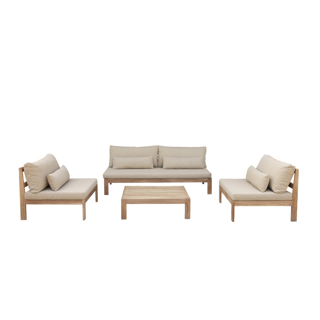 PALMA - Salon de jardin en teck massif taupe