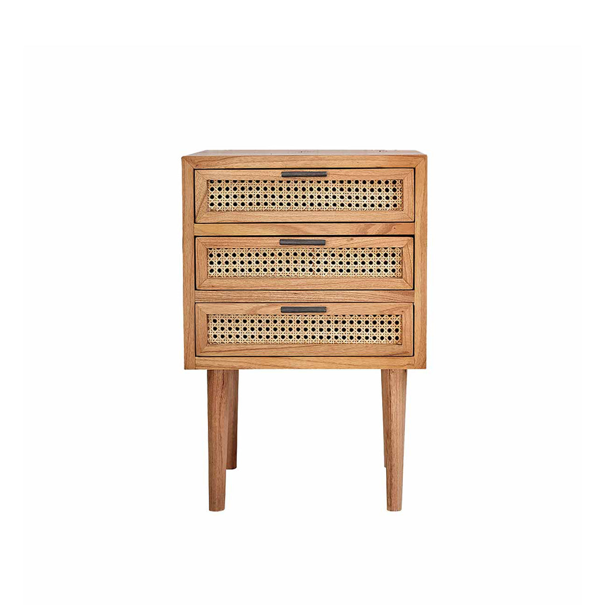 ALBA - Table de chevet en mindi massif et cannage 40 cm