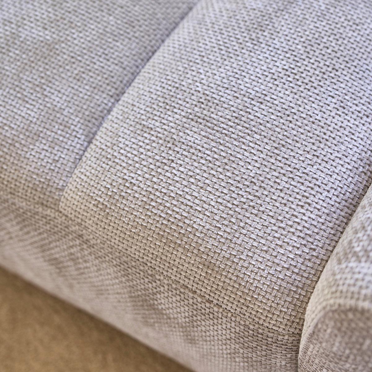 ALPHONSE - Canapé droit 3 places en velours tressé beige