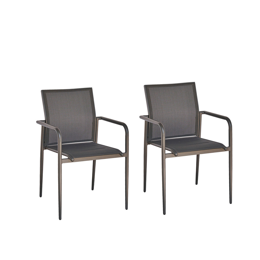 LAGON - Fauteuil en aluminium et textilène gris (lot de 2)