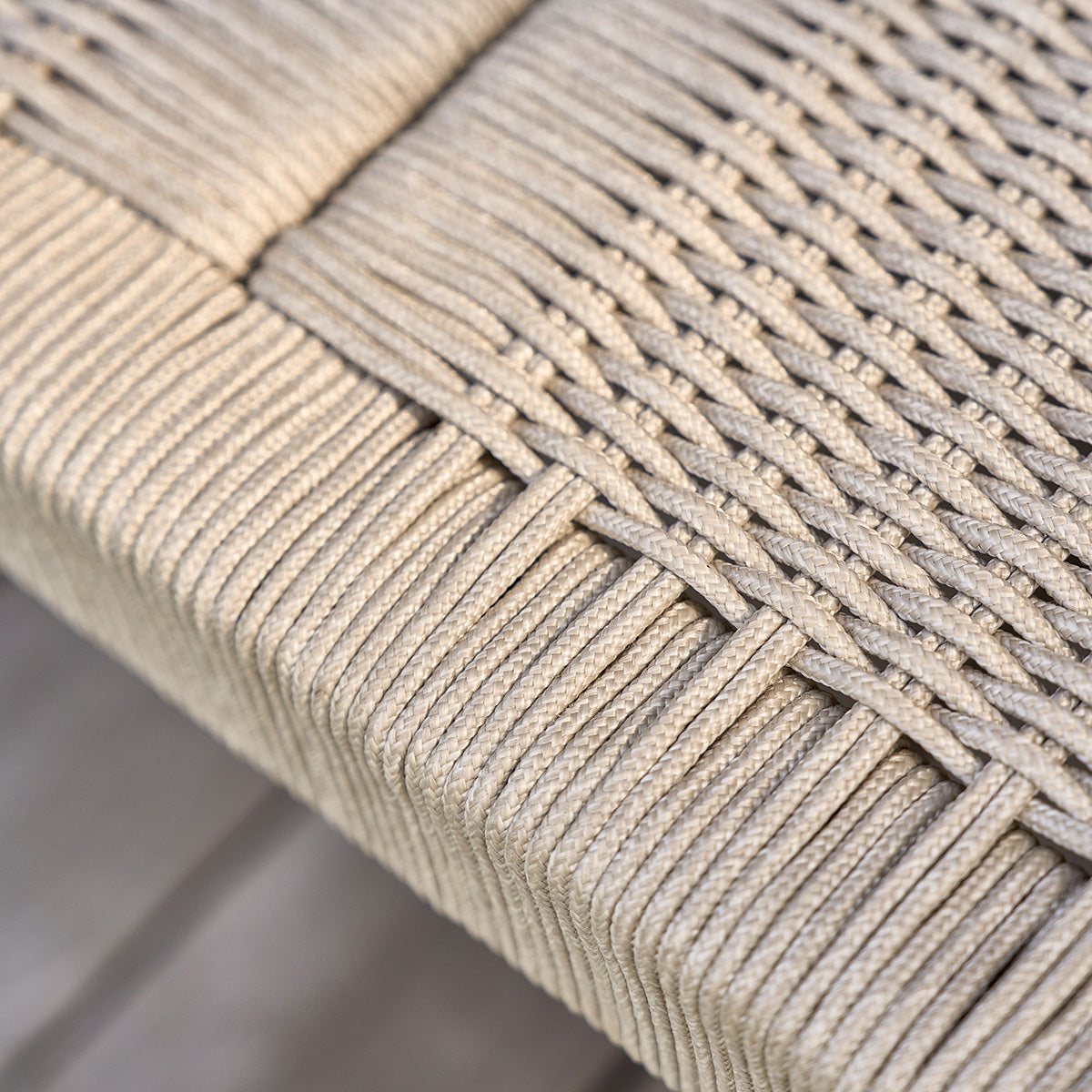 LIVIE - Banc de jardin en teck massif et cordage beige
