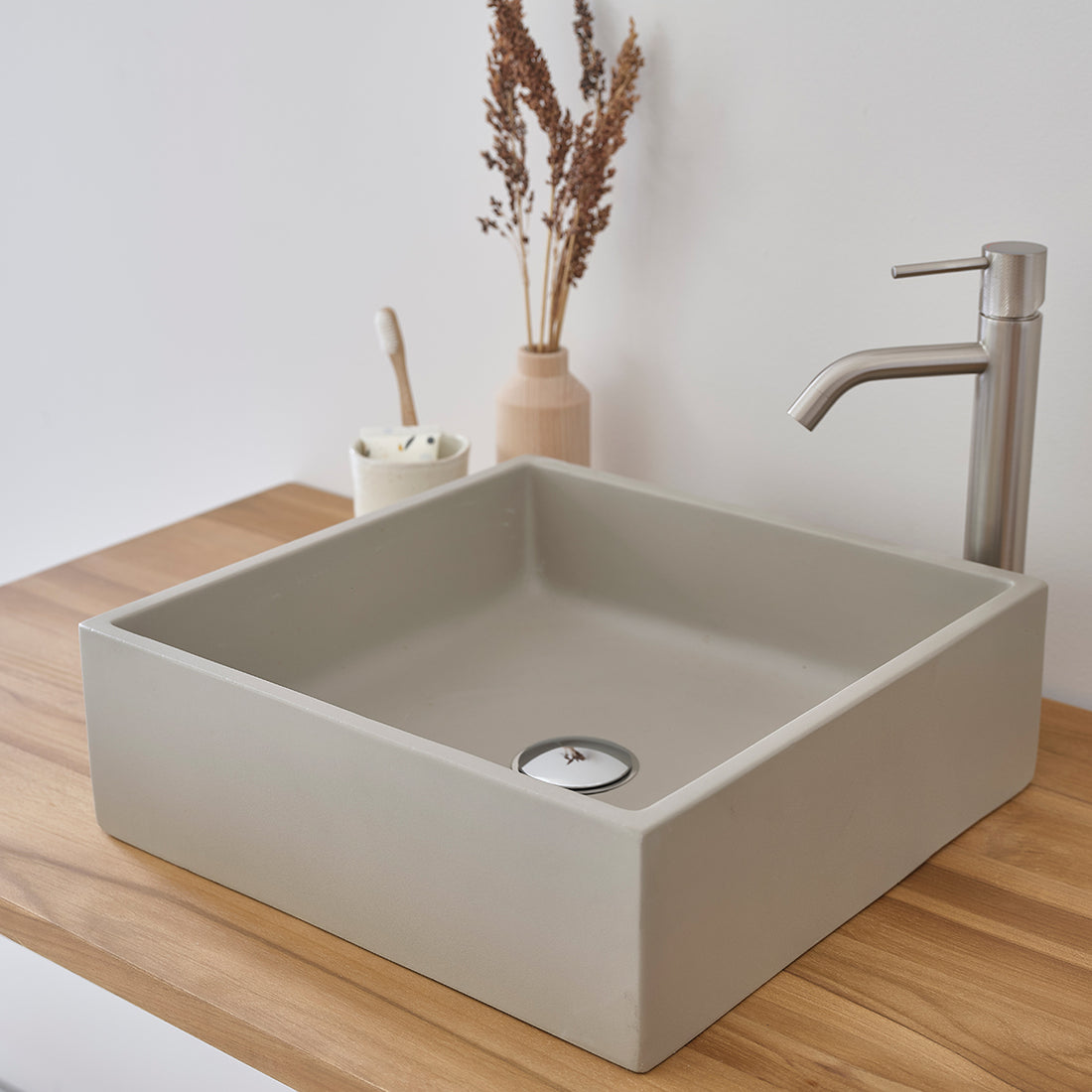 PURE - Vasque en béton gris carrée 37 cm