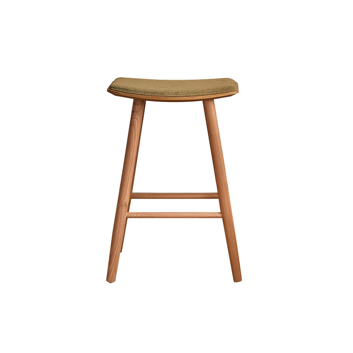AMBRE - Tabouret en teck massif assise velours cotelé 65 cm