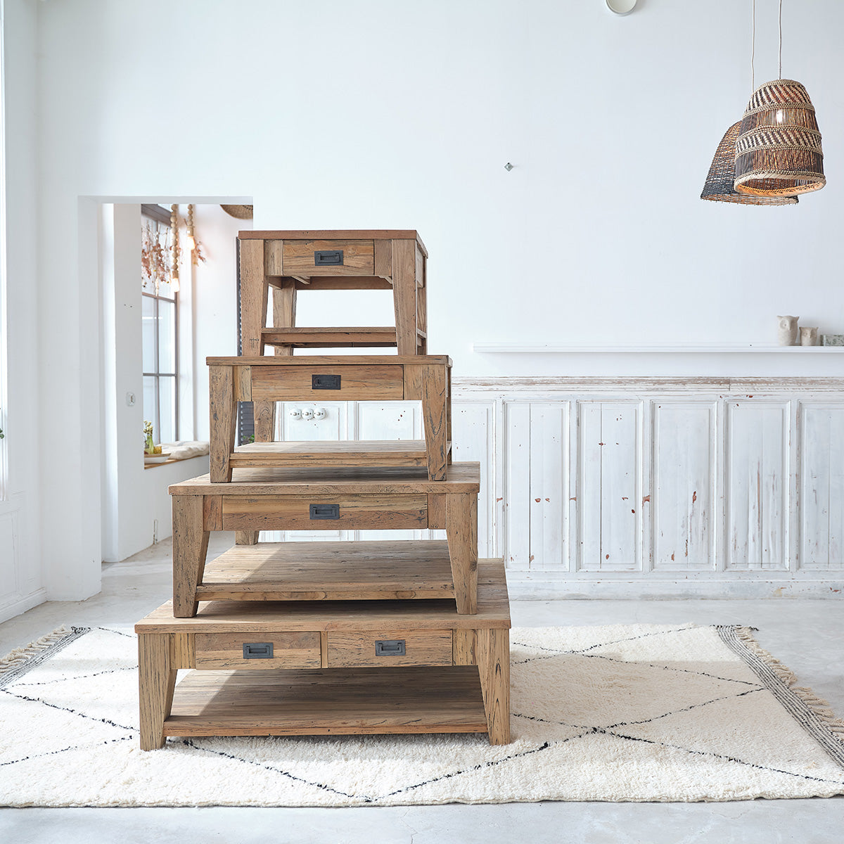 CARGO - Table basse en teck massif recyclé 60 cm