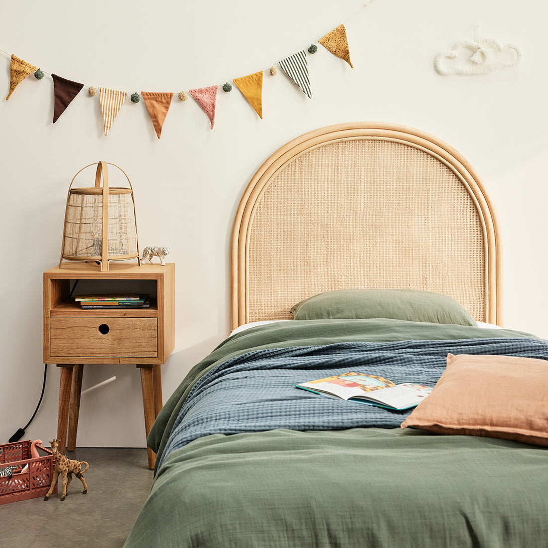 JANE - Tête de lit en rotin et cannage 90 cm