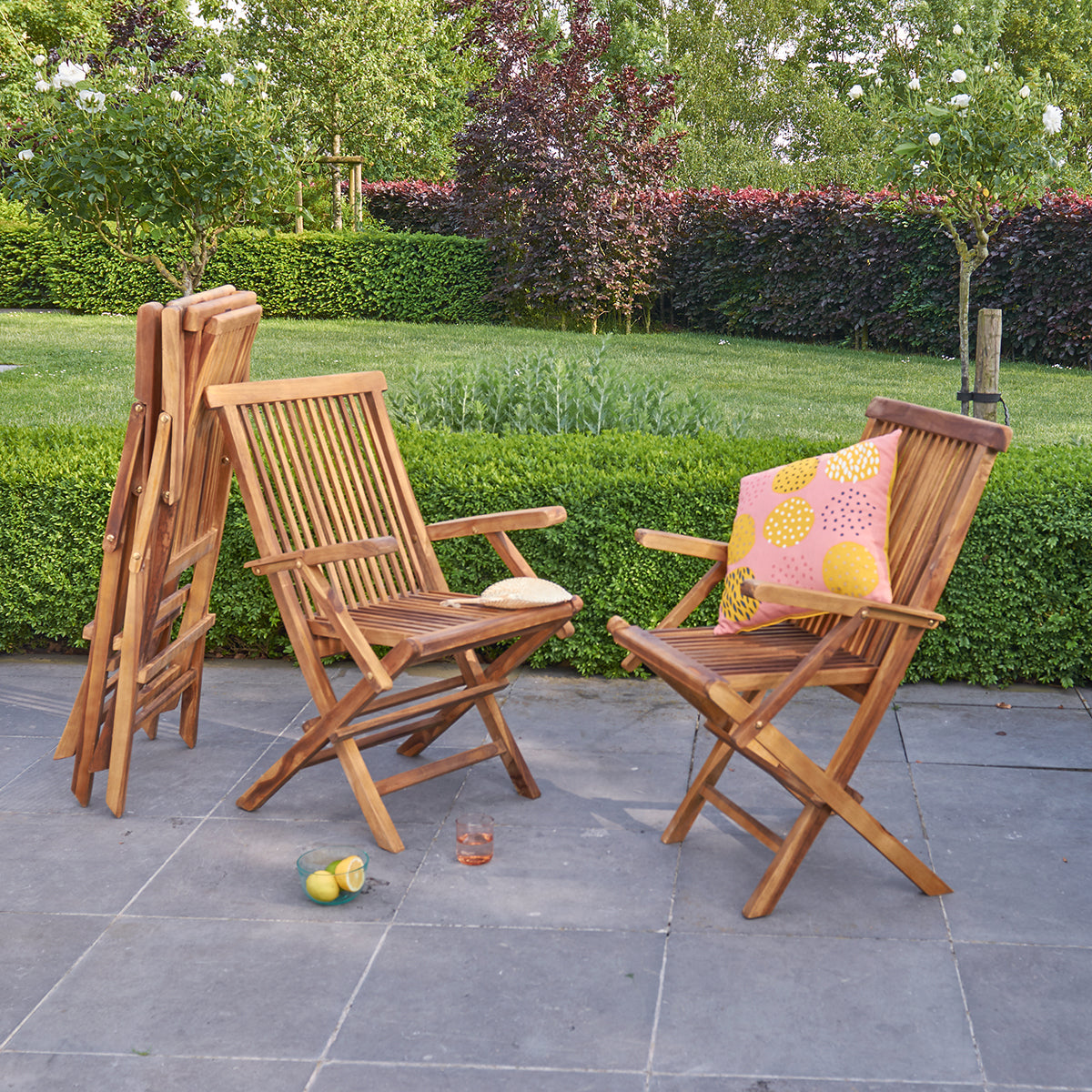 BALI - Fauteuil de jardin en teck huilé massif pliant (lot de 4)