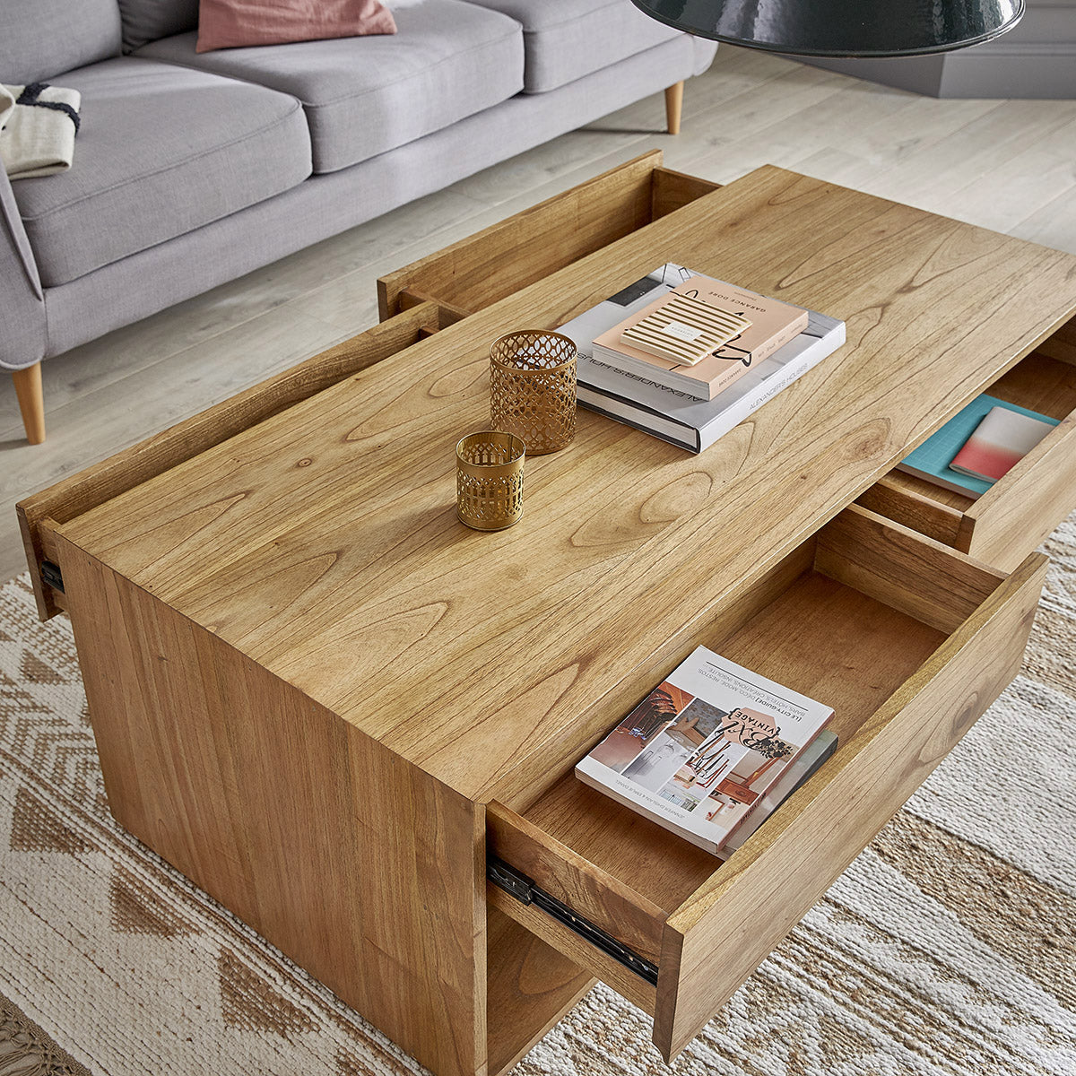 TILO - Table basse en mindi massif 140 cm