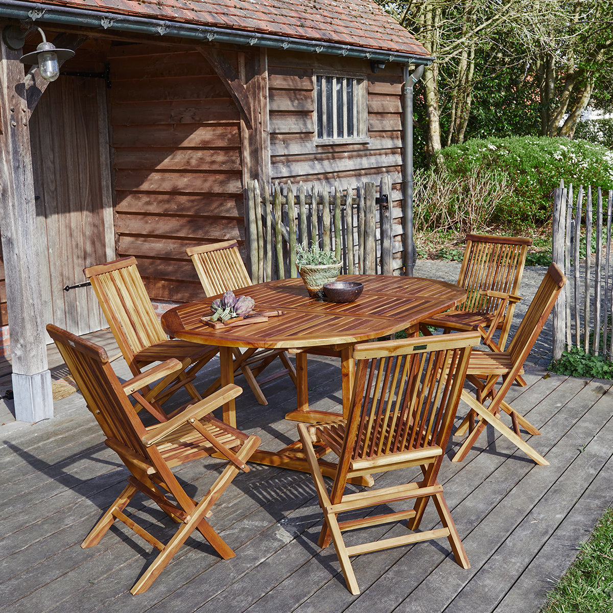 BALI - Salon de jardin en teck huilé massif extensible 6/8 pers.