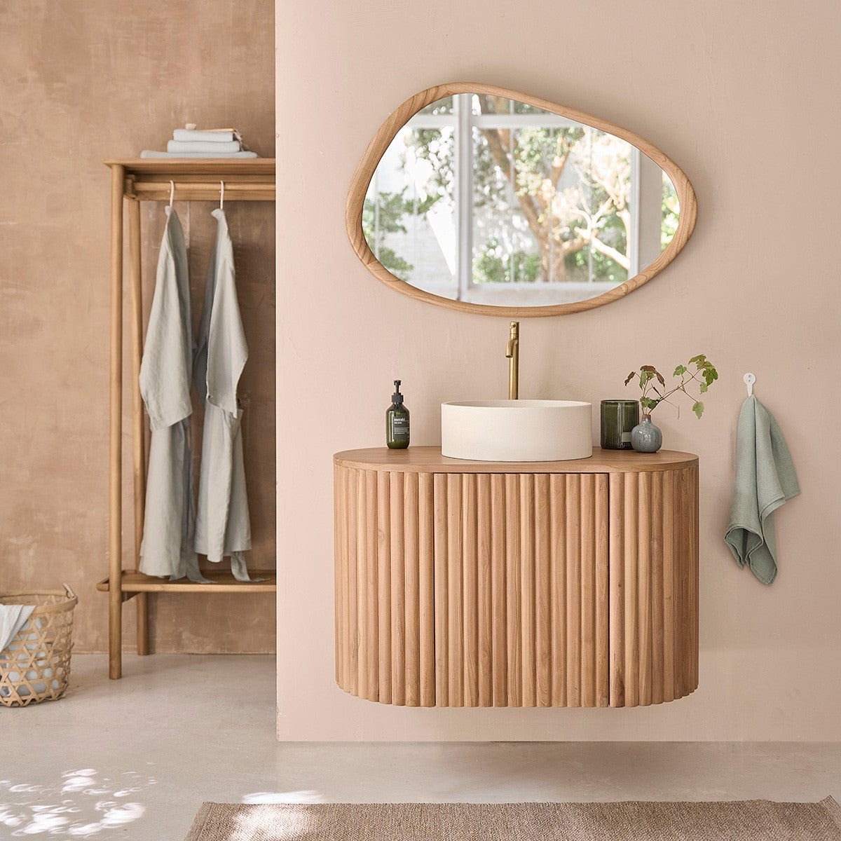 FIFTIES - Miroir en mindi massif 90 cm