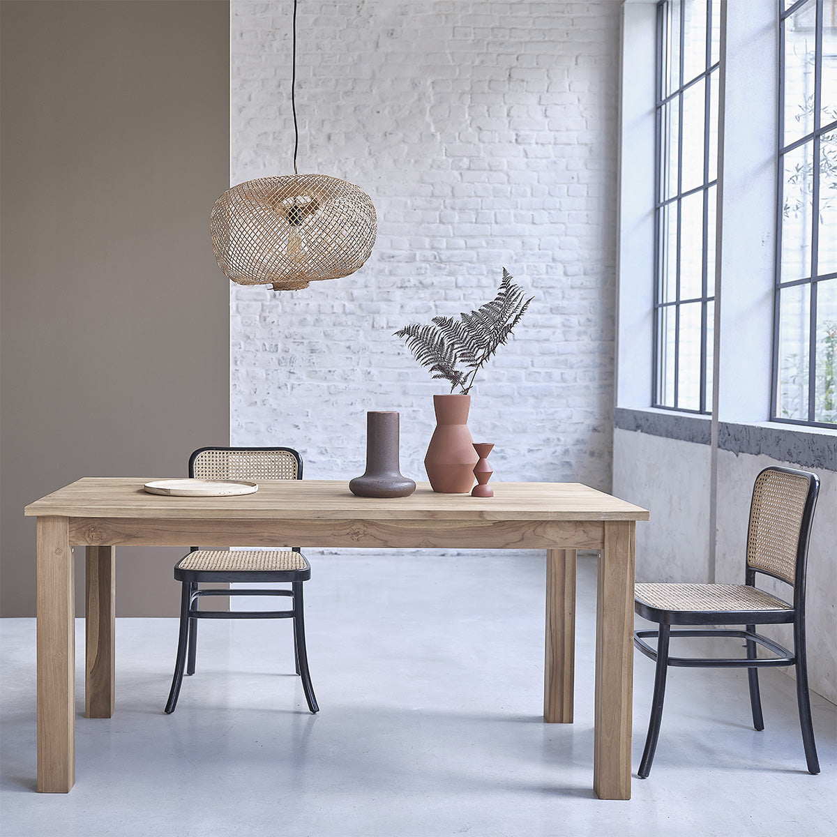 ARON - Chaise en acajou massif et cannage