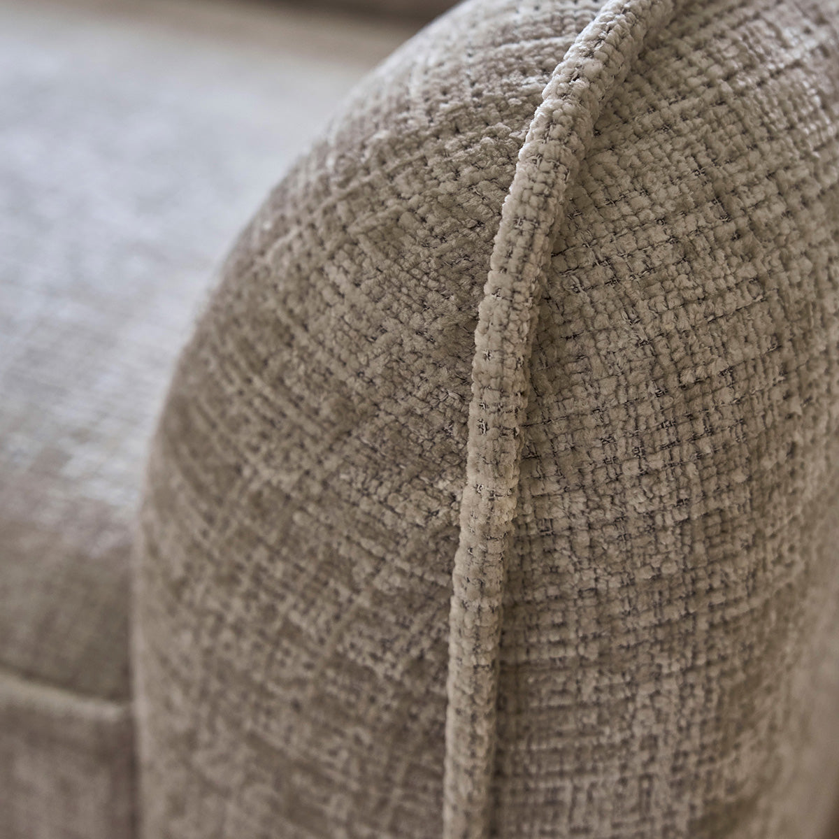 HECTOR - Canapé droit 3 places en velours texturé beige