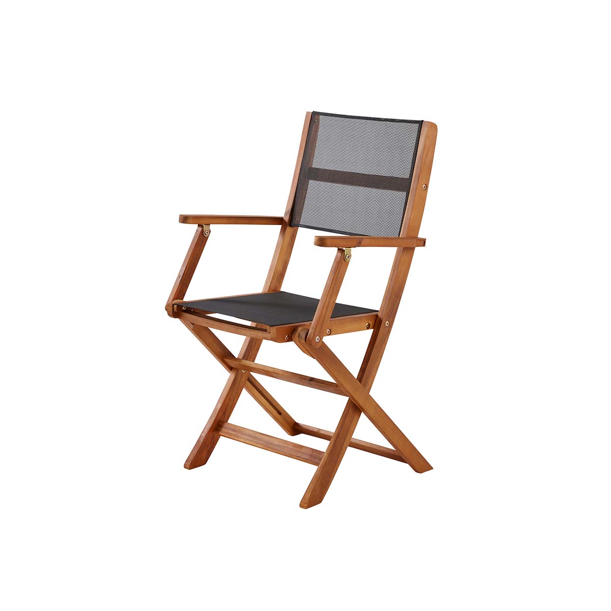 HANOÏ - Fauteuil de jardin en acacia massif et textilène noir