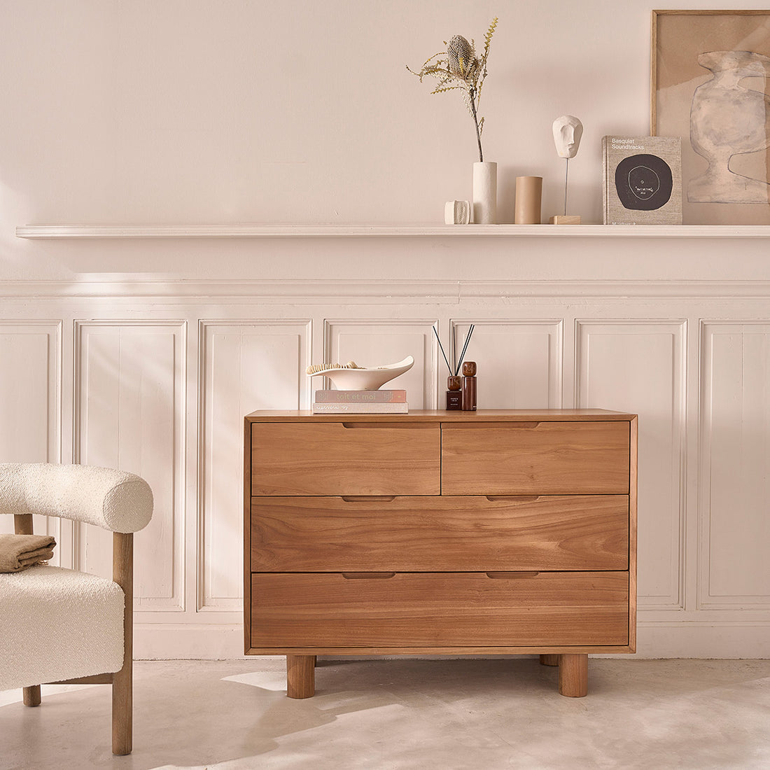 GUSTAVE - Commode en teck massif 110 cm