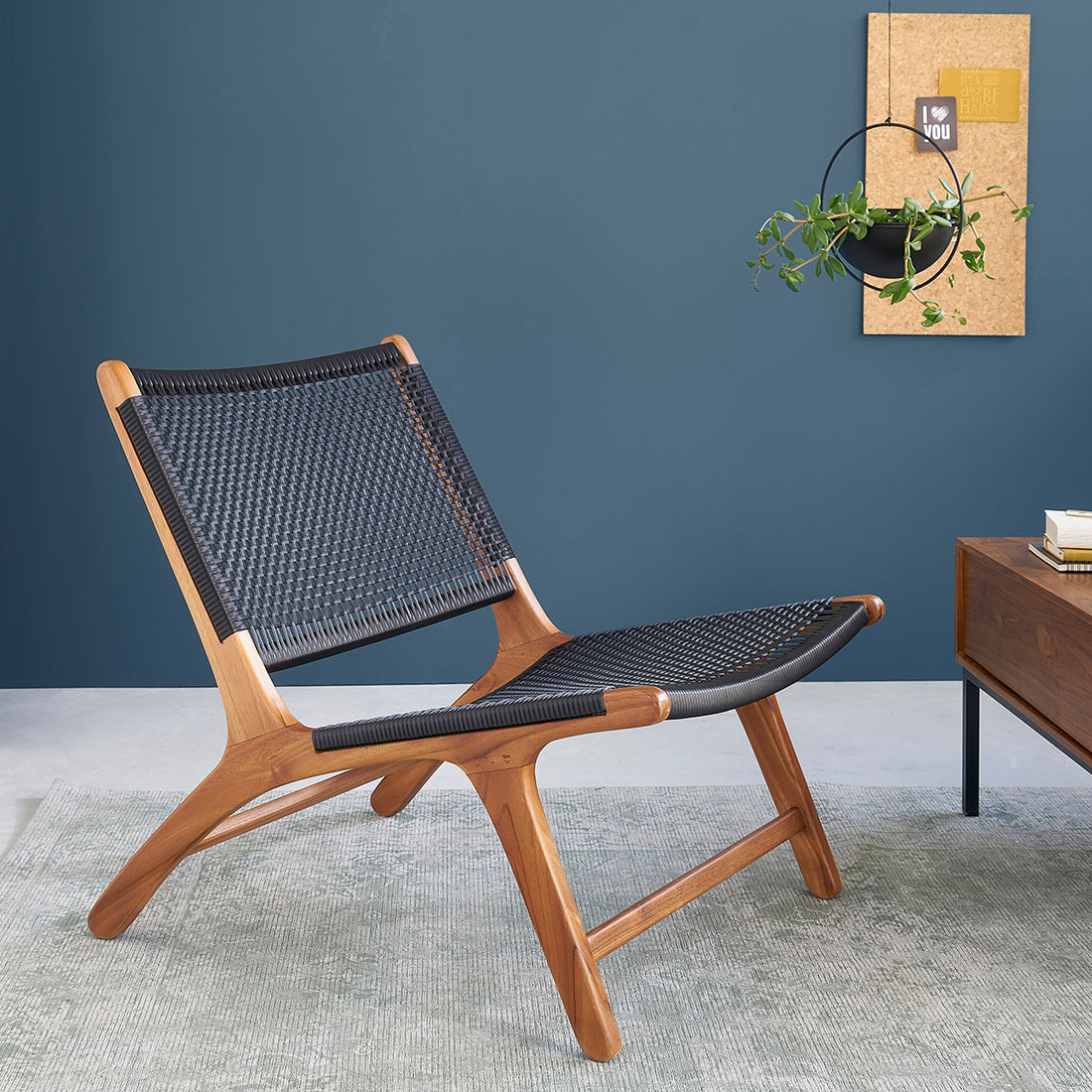 LINA - Fauteuil en teck massif et tissage