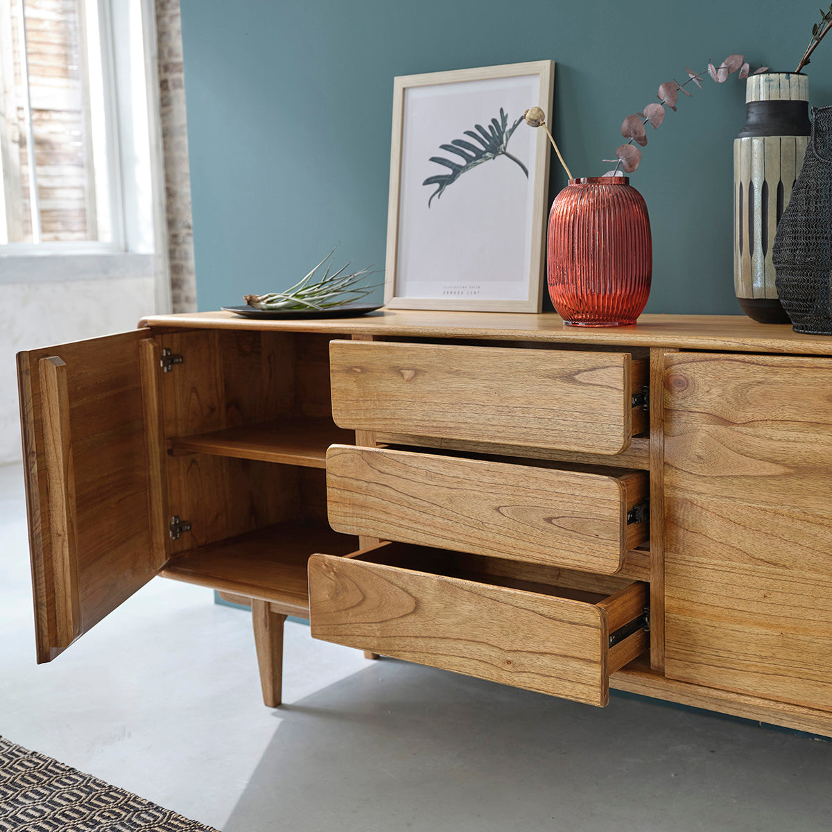 LISON - Buffet vintage en mindi massif 180 cm