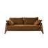 Canapé droit 3 places en bois massif et tissu velours bronze