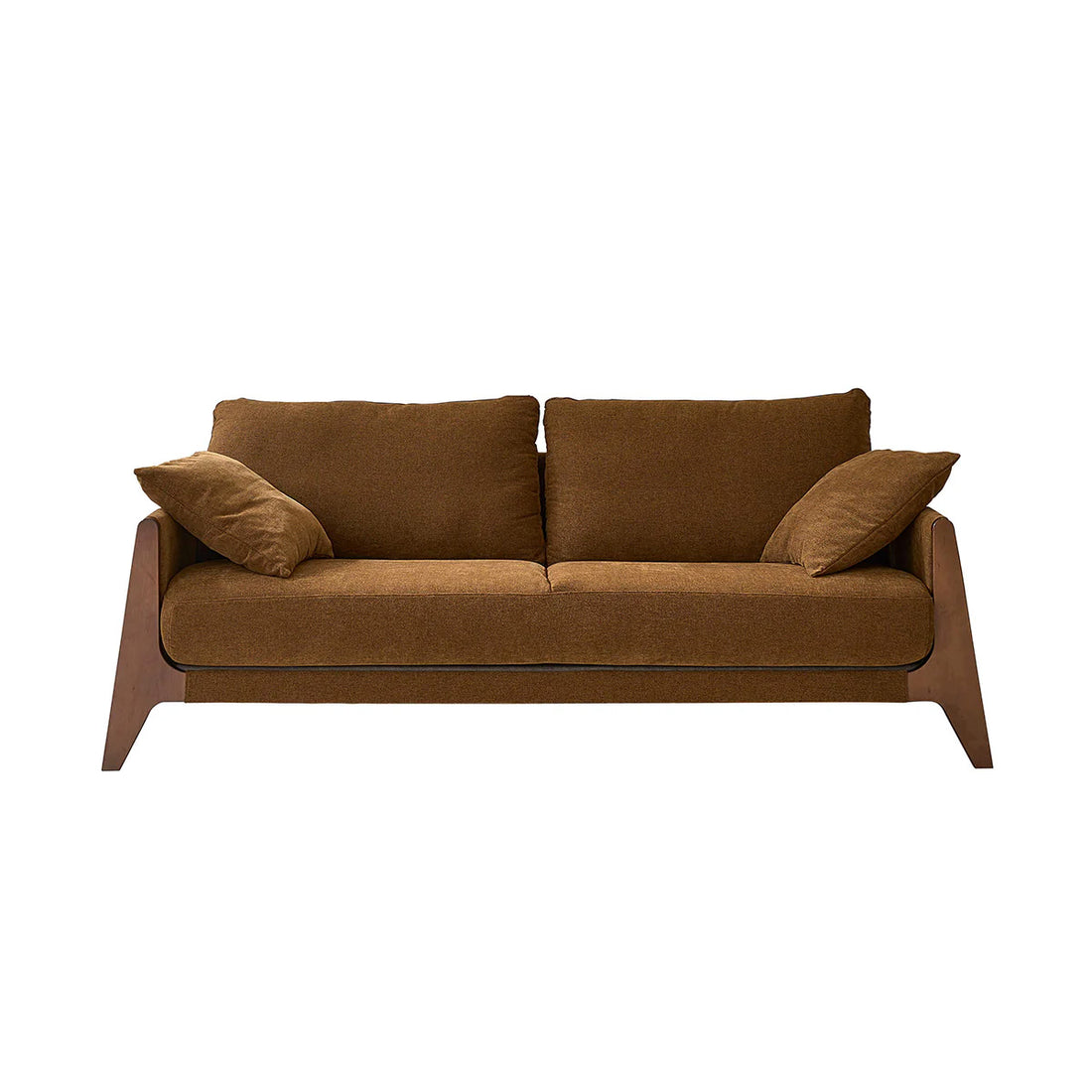 ONDINE - Canapé droit 3 places en bois massif et tissu velours bronze