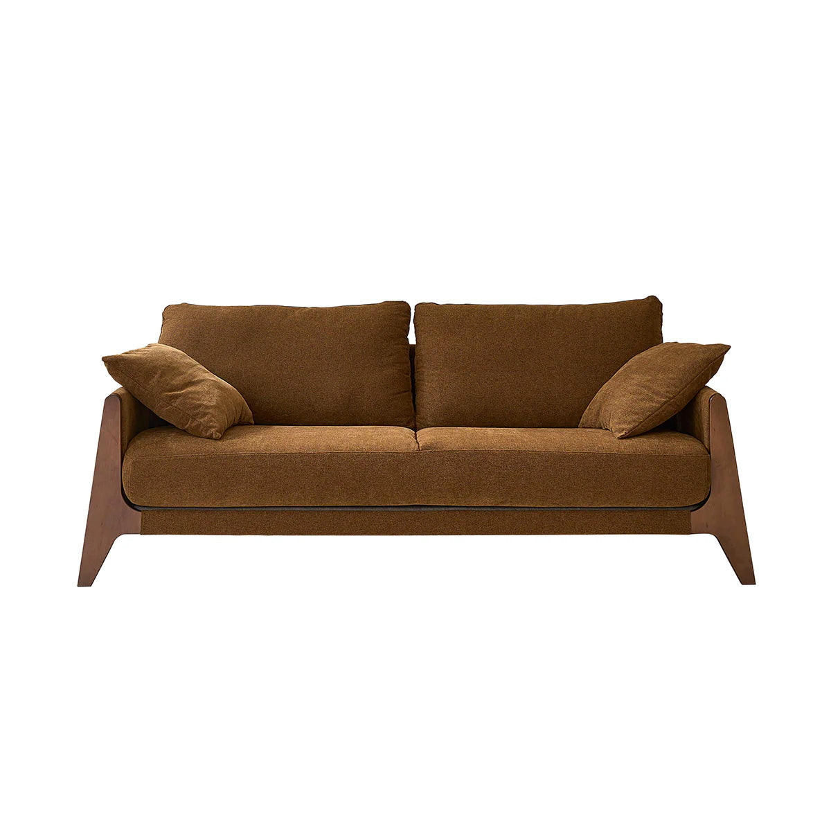 ONDINE - Canapé droit 3 places en bois massif et tissu velours bronze