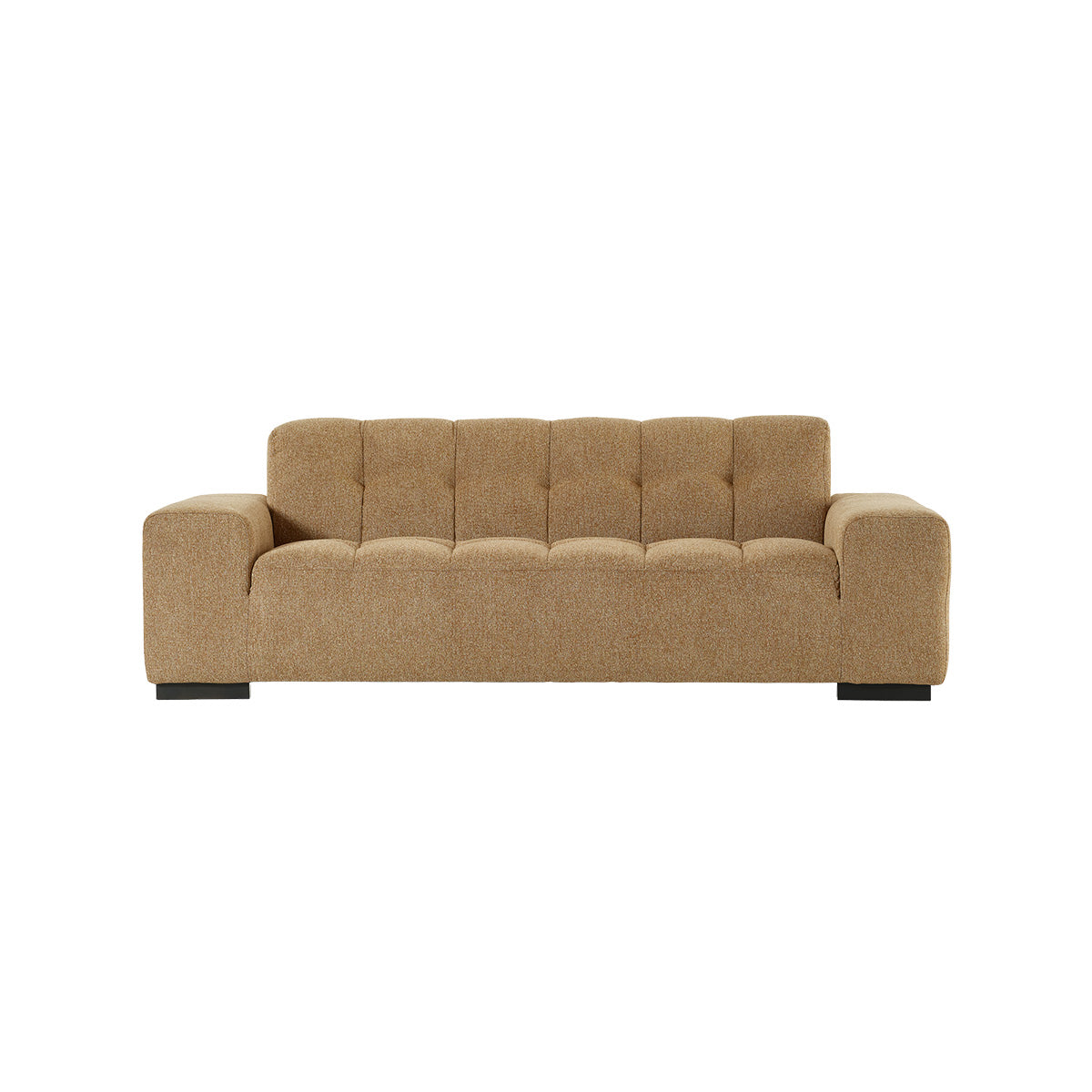 ALPHONSE - Canapé droit 3 places en tissu texturé marron clair chiné