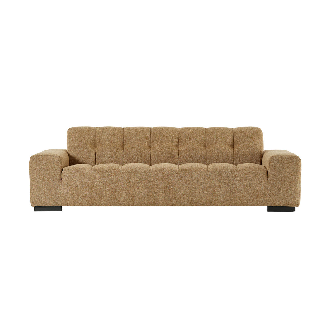 ALPHONSE - Canapé droit 4 places en tissu texturé marron clair chiné