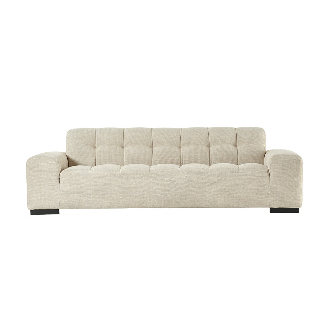 ALPHONSE - Canapé droit 4 places en tissu texturé beige chiné