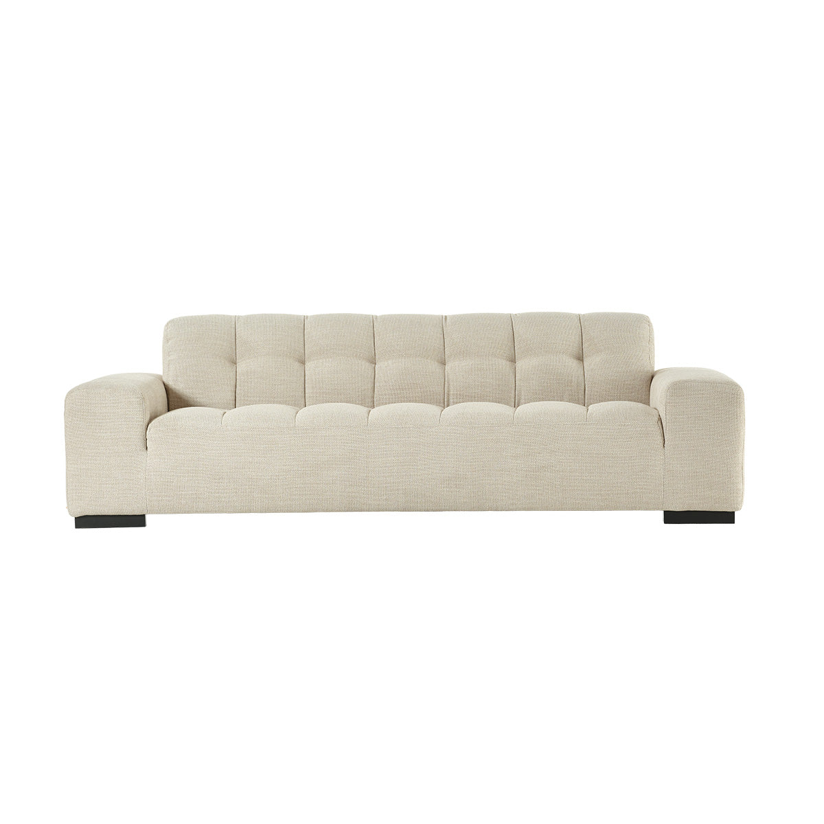 ALPHONSE - Canapé droit 4 places en tissu texturé beige chiné