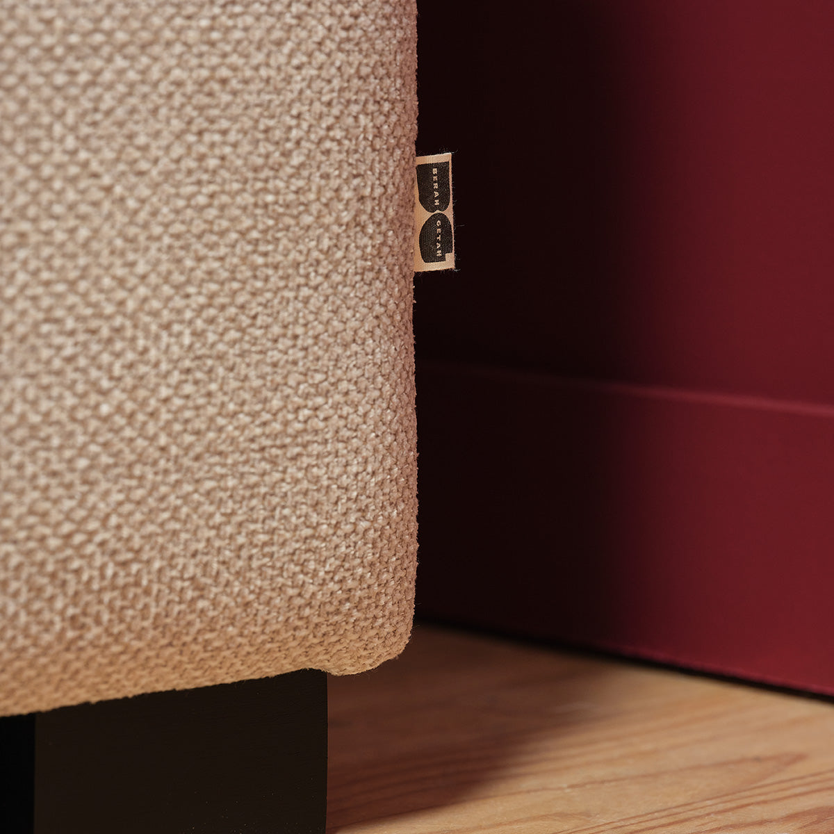 ALPHONSE - Canapé droit 4 places en tissu texturé beige chiné
