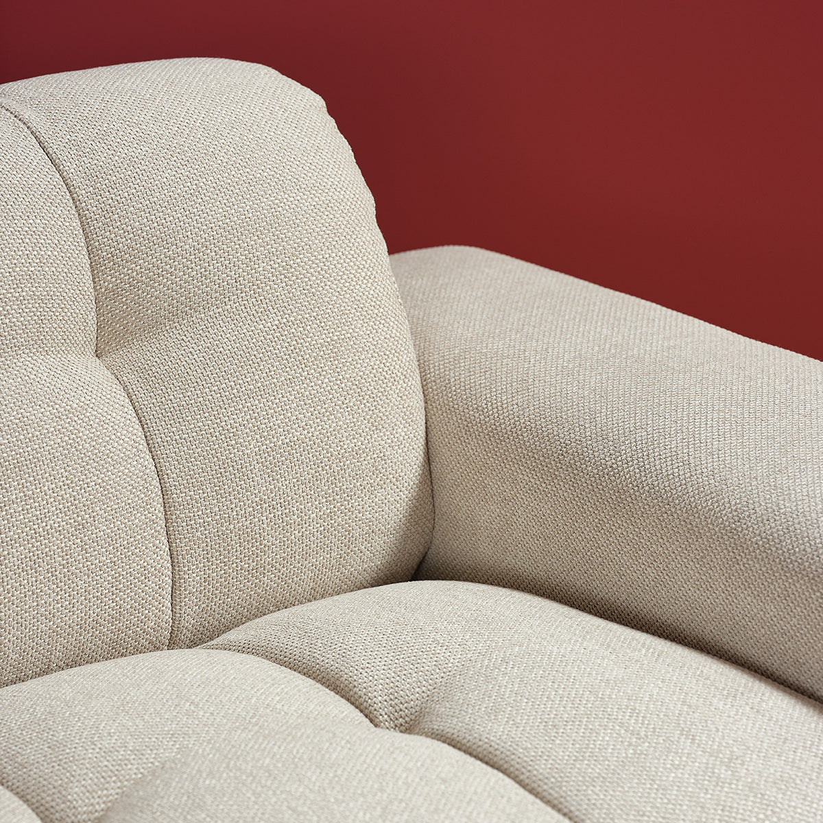 ALPHONSE - Canapé droit 4 places en tissu texturé beige chiné