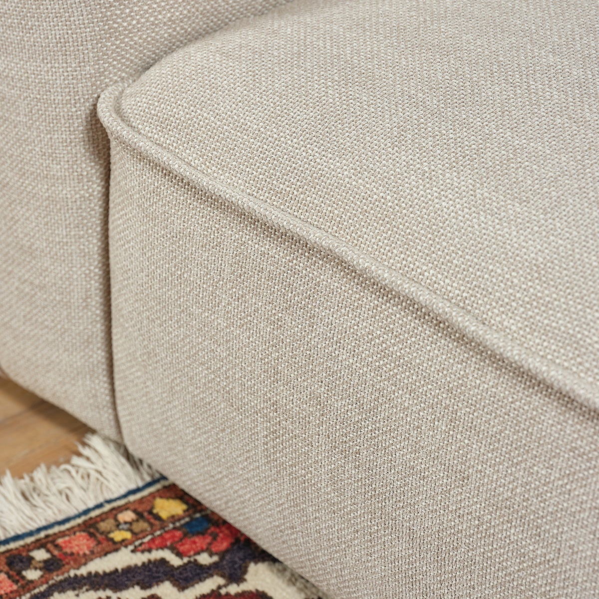 HECTOR - Canapé droit 3 places en tissu texturé beige chiné
