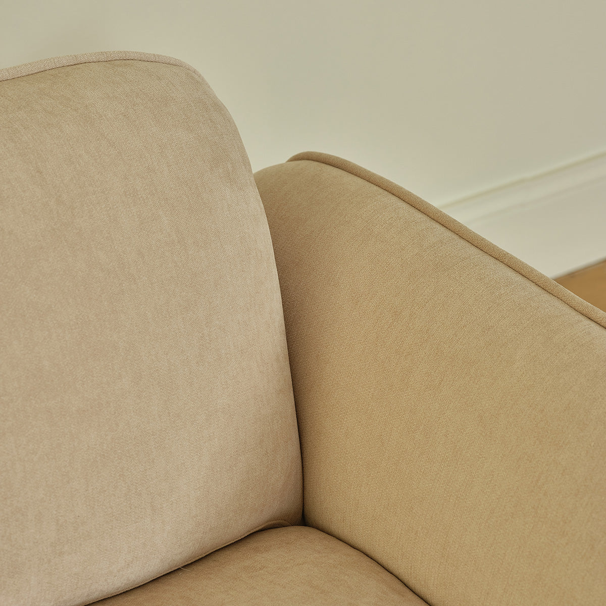 HECTOR - Canapé droit 3 places en velours beige chiné